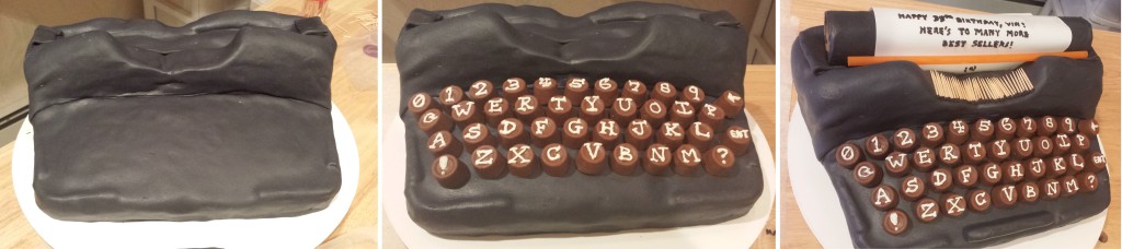 before and after typewriter cake