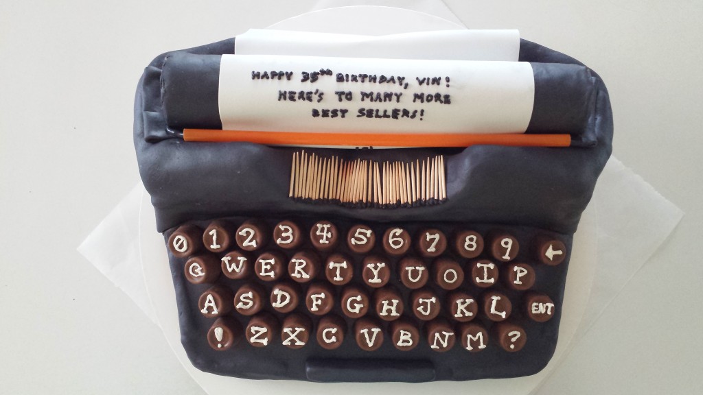 Birthday typewriter cake