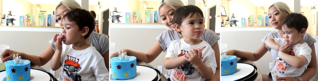 The birthday boy and his cake